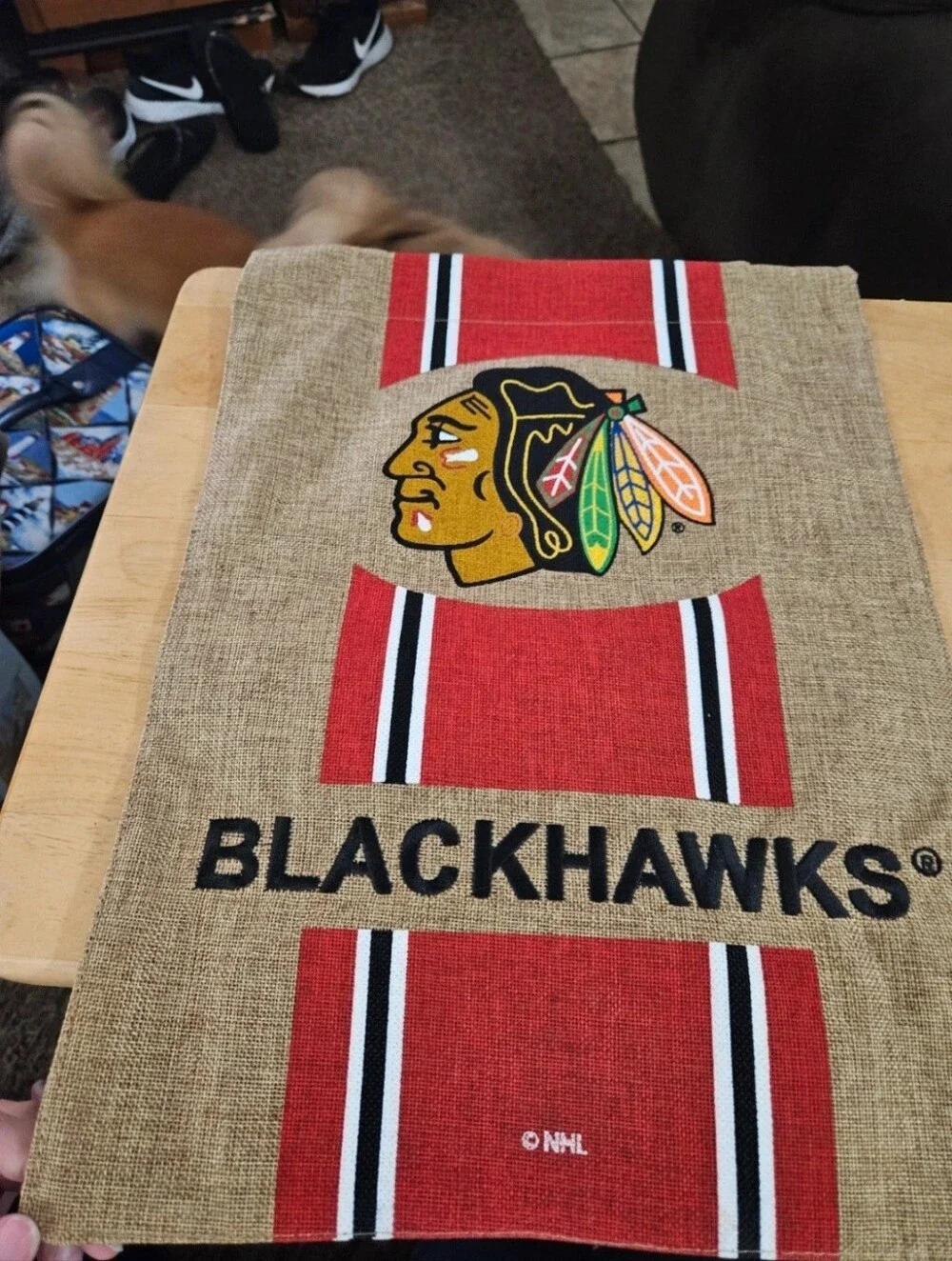 Chicago Blackhawks Burlap Team Towel - Red, Black, Yellow